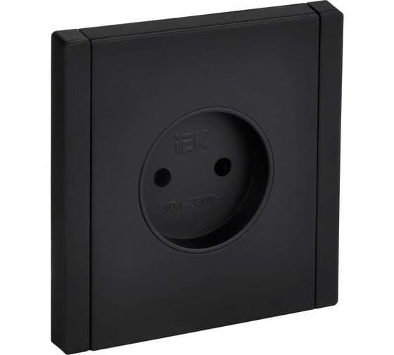 Изображение товара Розетка IEK FORTE&PIANO без заземления, без защитных шторок, винтовое крепление 10А FP118M черный FP-R10-10-M-K02