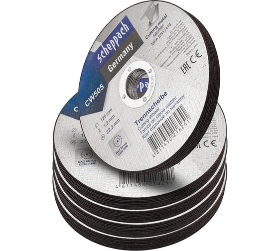Изображение товара Круг отрезной по металлу Scheppach 125х1.2х22.2мм-50шт Sch-CW505[50шт к-т](63958)