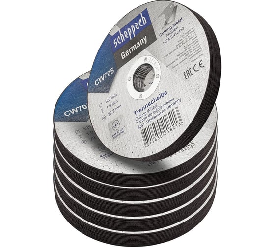Изображение товара Круг отрезной по металлу Scheppach 125х1.0х22.2мм-60шт Sch-CW705[60шт к-т](63977)