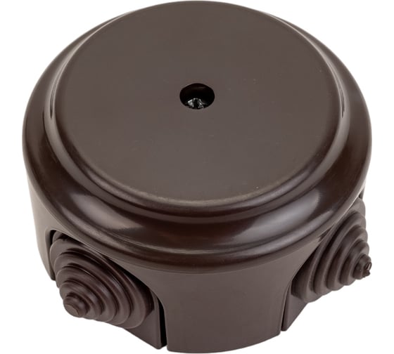 Изображение товара Монтажная коробка BYLECTRICA КМ-449 открытой установки, с сальниками, диаметр 80 мм, серия РЕТРО, КМ-449 шоколад