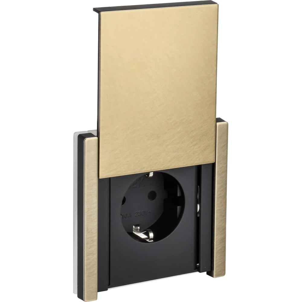 Изображение товара Розетка IEK FORTE&PIANO с заземлением, IP44, шампань, винтовое крепление, 16А