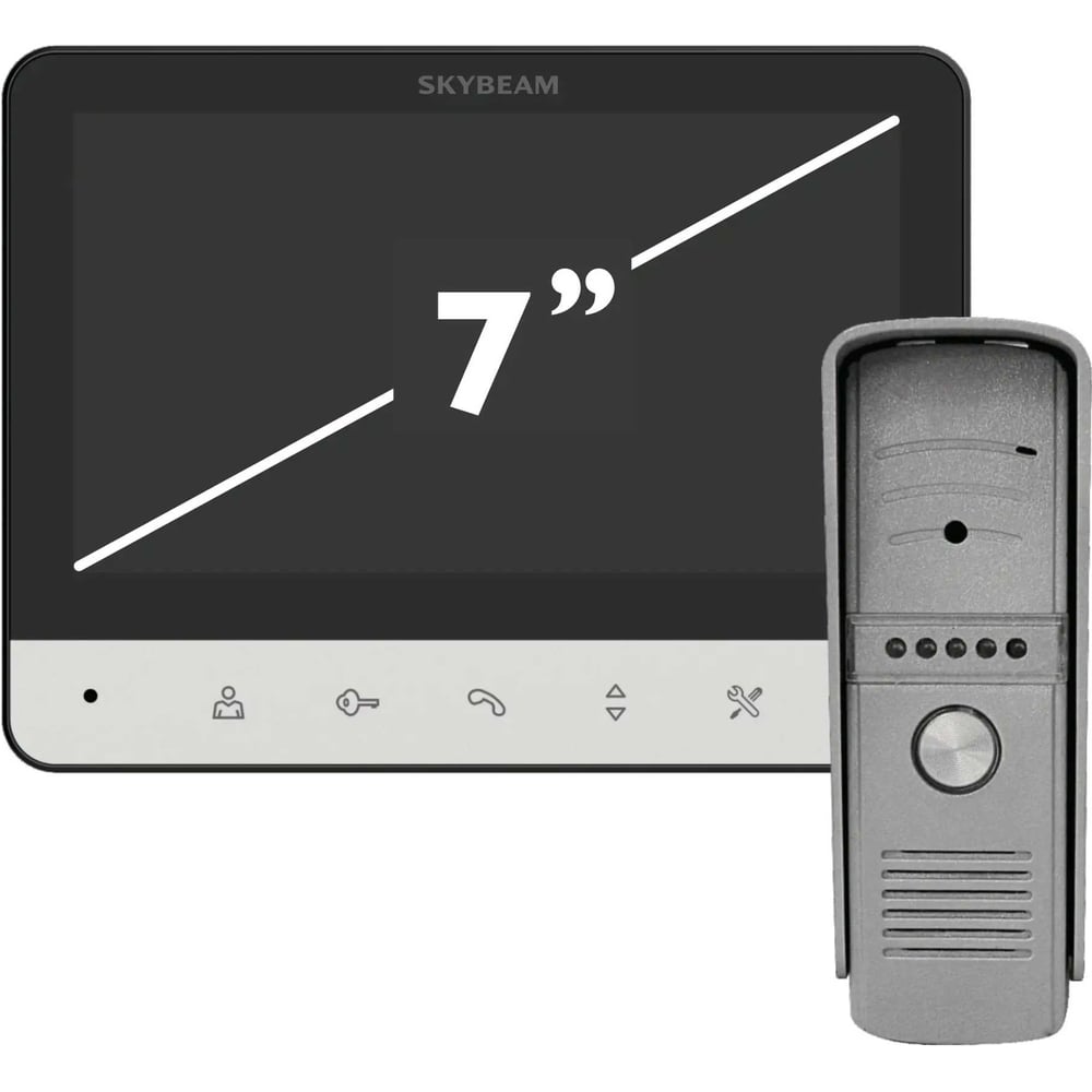 Изображение товара Комплект видеодомофона Skybeam из 7 дюймового монитора с сенс кнопками и вызывной панели, черный RL-B7BL