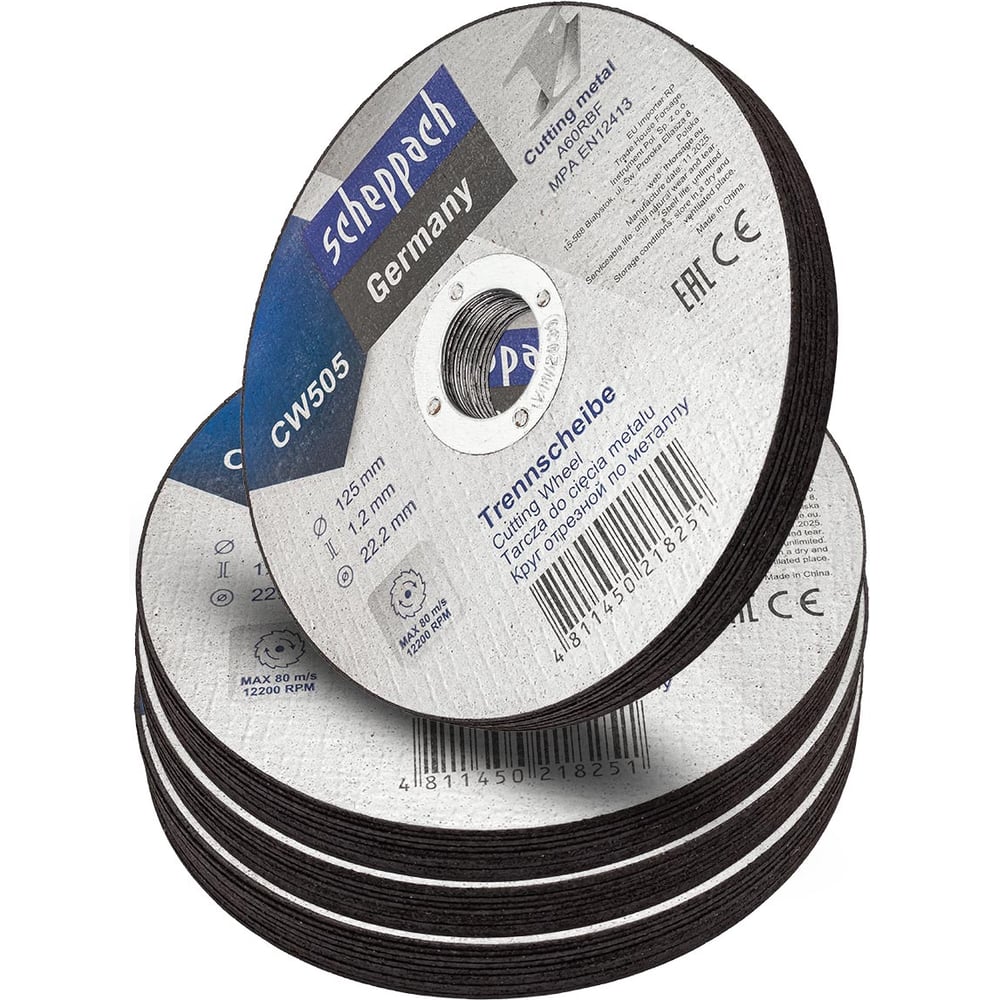 Изображение товара Круг отрезной по металлу Scheppach 125х1.2х22.2мм 40шт для резки металлов