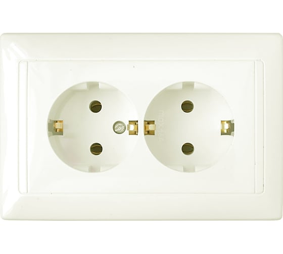 Изображение товара 2-местная розетка Bylectrica скрытой установки с заземлением, серия СТИЛЬ, бежевый, РС16-313 бежевый