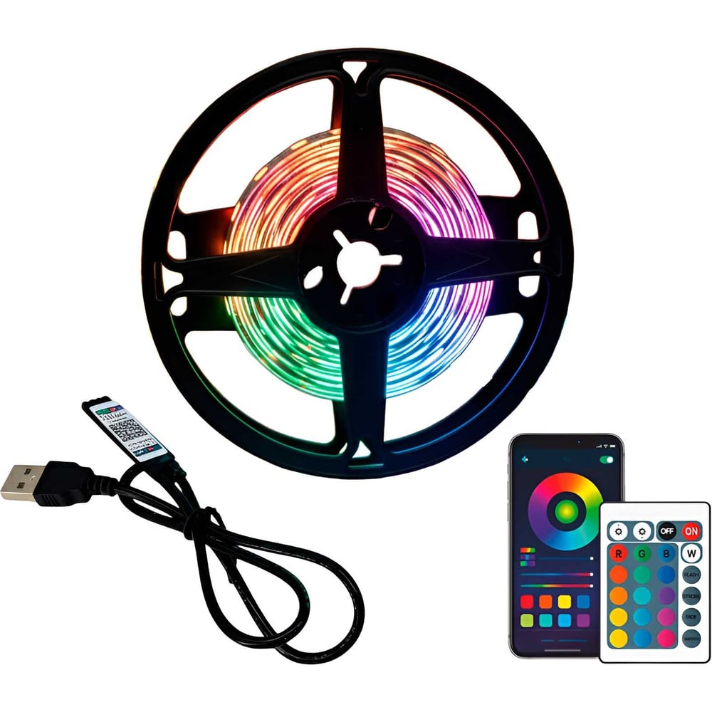 Изображение товара Светодиодная лента truEnergy RGB 5м с Bluetooth пультом управления