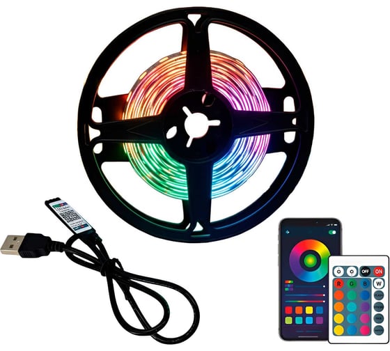 Изображение товара Лента умная светодиодная truEnergy с пультом управления 1,2W/m RGB 5V SMD5050 30D IP20 USB 5м 16801