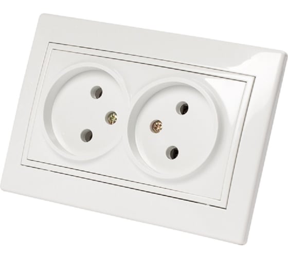 Изображение товара 2-местная розетка TANGO без заземляющего контакта белый скрытой проводки 16А, 250В 1008838