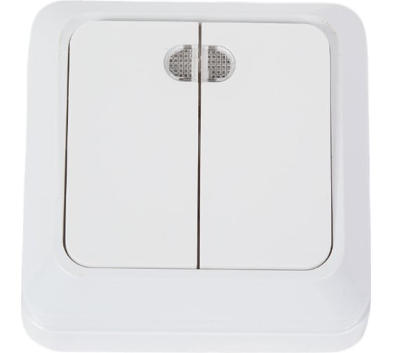 Изображение товара 2-клавишный выключатель TANGO с подсветкой, белый открытой проводки 10А, 250В 1007258