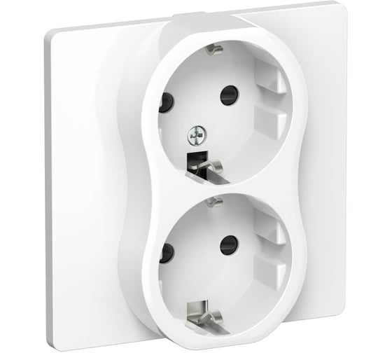 Изображение товара Розетка 2-я IEK FLITE с заземлением с защитными шторками 16А РСш12-0-К-ФлБ белый FI-R24C-16-K01
