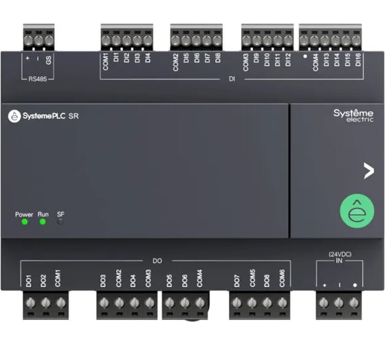 Изображение товара Интеллектуальное реле Systeme Electric SR1; 24 VDC; 24 IO: 16 DI, 8 DO (реле), 1xRS485 ZR1PA00BD