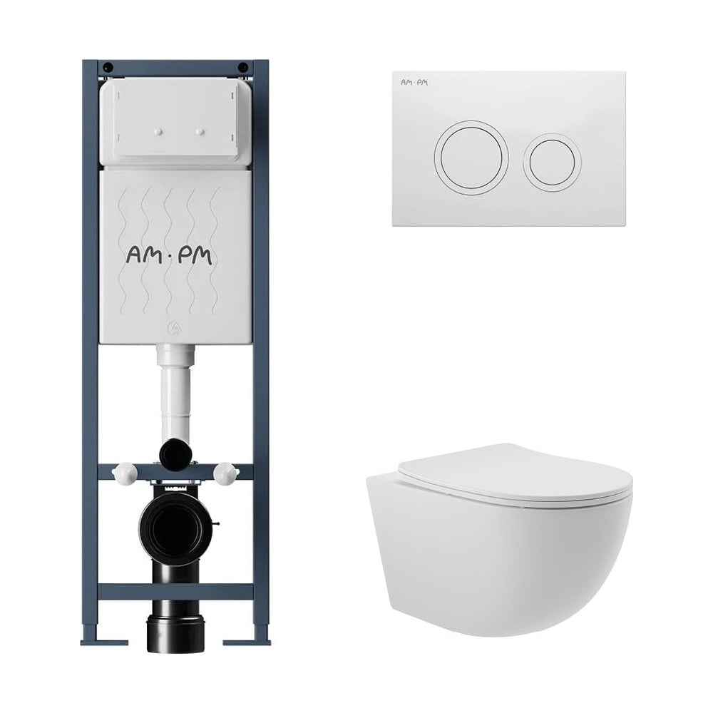 Изображение товара Комплект унитаз с инсталляцией AM.PM I012711.0101 ErgoFit и унитаз Long безободковый