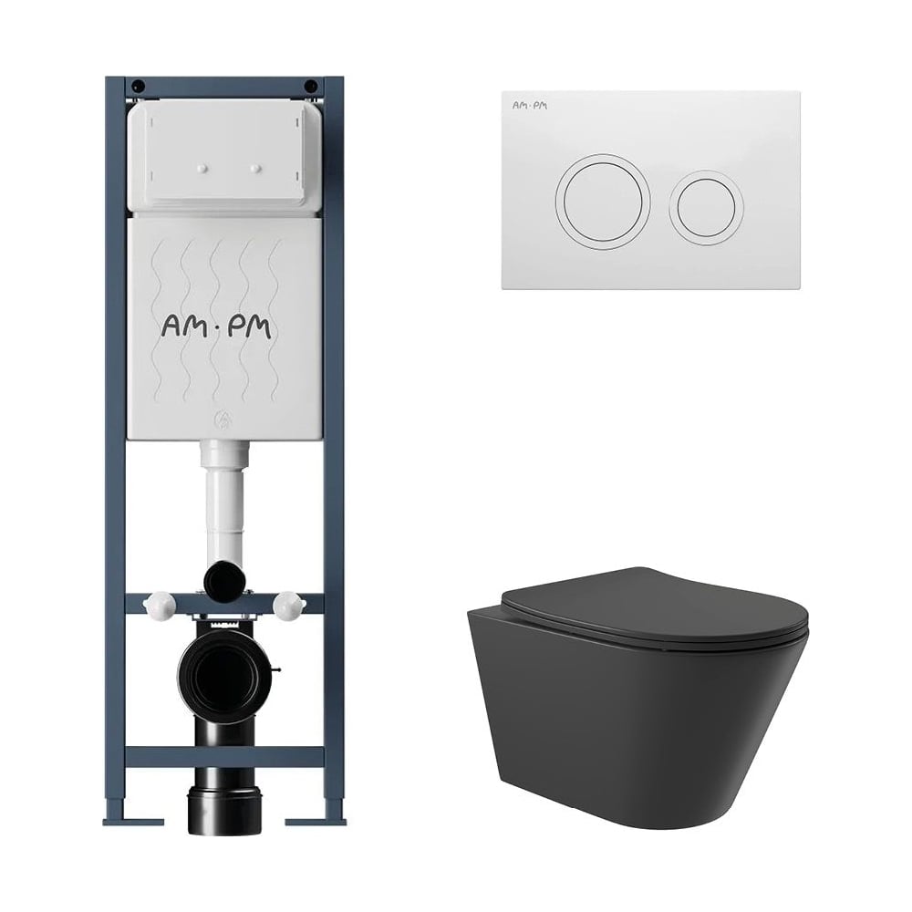 Изображение товара Комплект для унитаза AM.PM I012711.0101 ErgoFit с инсталляцией и безободковым унитазом