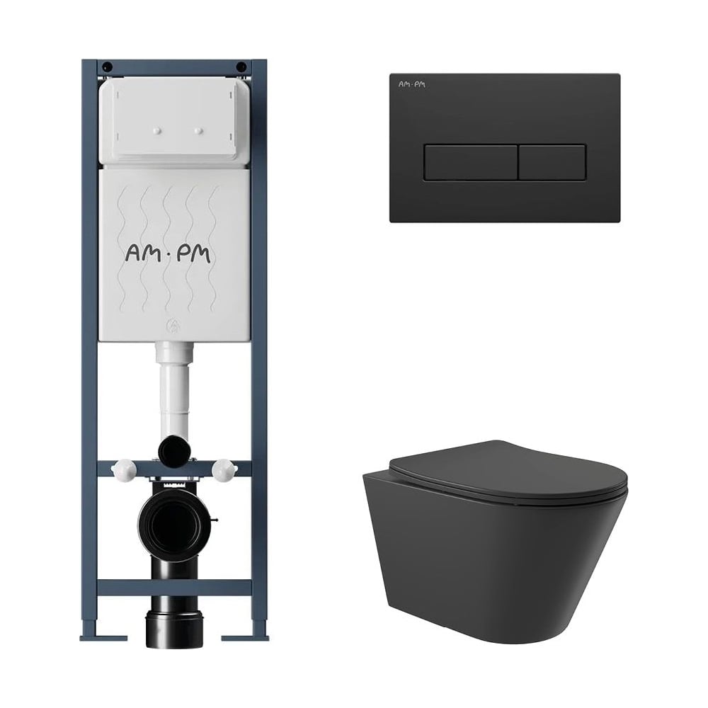 Изображение товара Комплект AM.PM I012711.0338 ErgoFit инсталляция для унитаза черный матовый Изображение товара Комплект AM.PM I012711.0338 ErgoFit инсталляция для унитаза черный матовый
