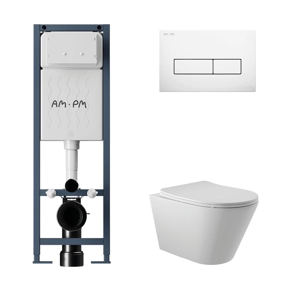 Изображение товара Комплект AM.PM I012711.0301 для унитаза безободкового с инсталляцией и сиденьем с Soft-Close