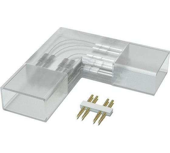 Изображение товара Комплект коннекторов OGM Г-образный для соединения светодиодной ленты 220В, smd2835, 60д/м, 5шт. AC-04