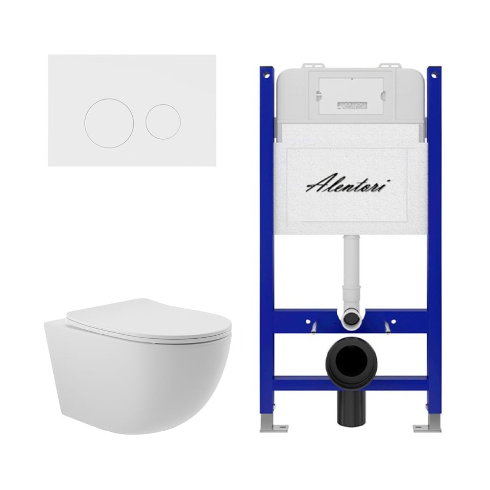 Изображение товара Комплект инсталляции и унитаз безободковый ALENTORI SISTEMA 50 с автоматическим смывом