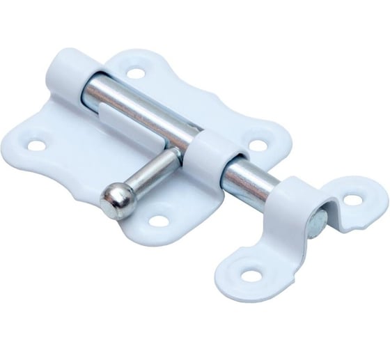 Изображение товара Шпингалет фигурный Крепстор ШФ-60 мм, белый с цинком 4 шт. 4665317044046