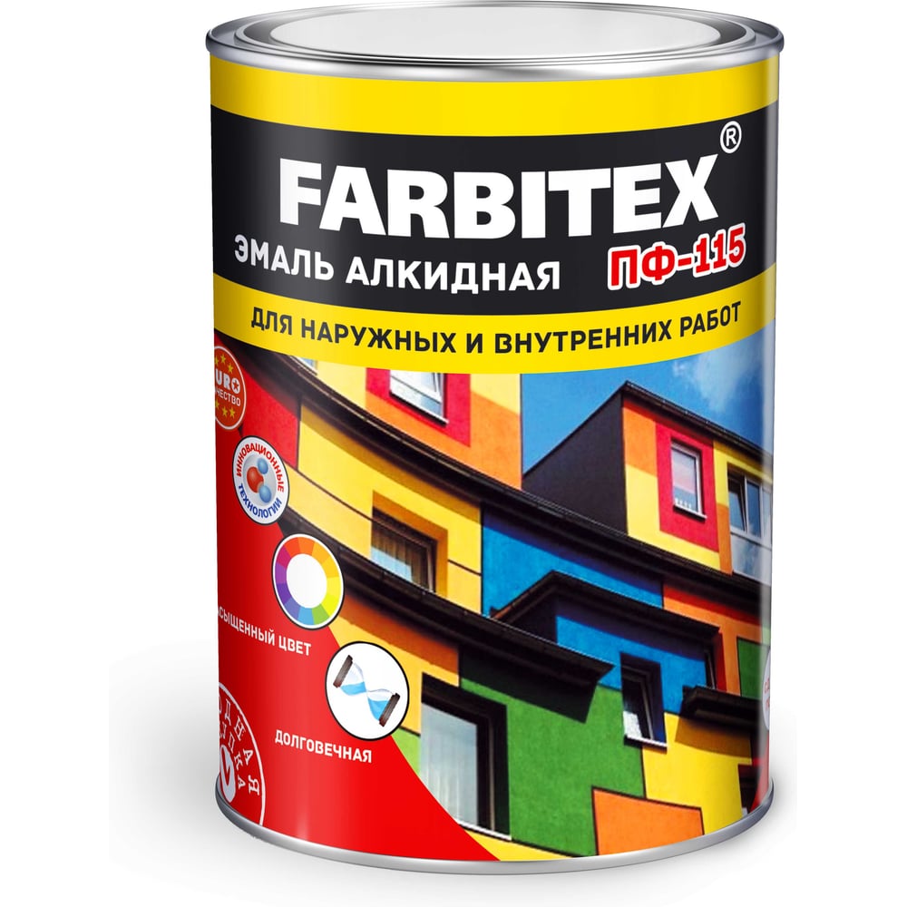 Изображение товара Эмаль алкидная Farbitex ПФ-115 графит 7024 1.8 кг для наружных и внутренних работ