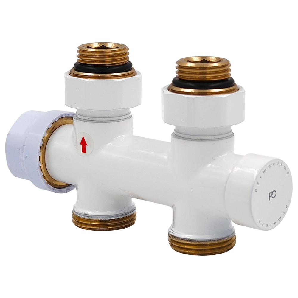 Изображение товара Узел нижнего подключения Primoclima Armature термостатический Прямой 1/2х3/4, белый PC700SW