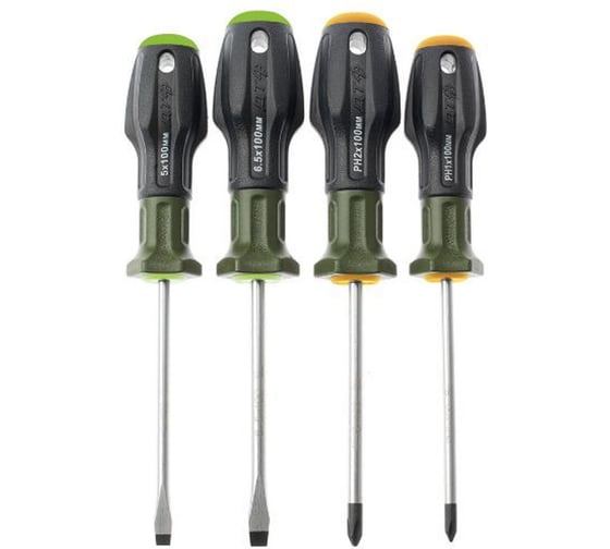 Изображение товара Набор отверток c 3-х компонентной ручкой Дело Техники 4 предм.шлиц 5x100 мм, 6x100 мм;  PH1x100 мм, PH2x100 мм 728040