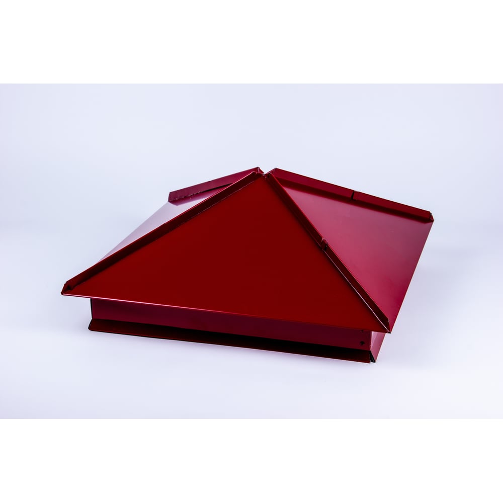 Изображение товара Металлический колпак на столб красный RAL 3011 с рёбрами 450x450 мм