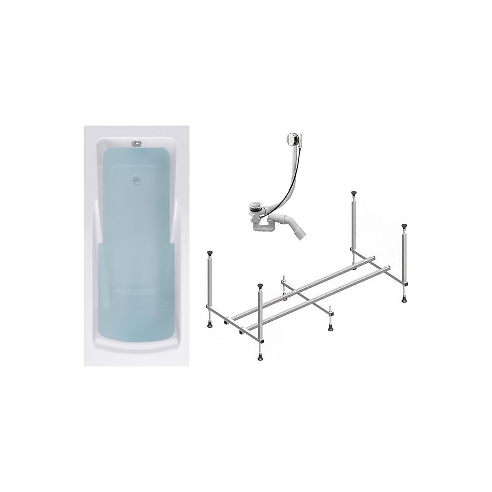 Изображение товара Комплект Акриловая ванна TIMO HELLA1575 150_75_63+Каркас + Слив-перелив HELLA1575-KT15-SPV1505