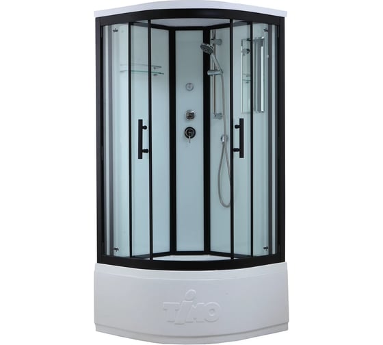 Изображение товара Душевая кабина TIMO Standart T-6600 Black Fabric, 100×100×220 см, турецкая баня хамам T-6600BF-T-STUN