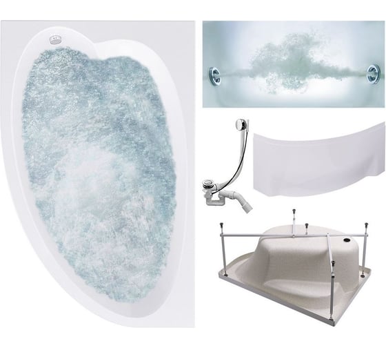 Изображение товара Комплект Акриловая ванна TIMO IVA1595L 150_95_70+Каркас + Слив-перелив+Гидромассаж 6 форсунок+Фронтальная панель IVA1595L-KTIVA15-SPV1505-T-CM-FPIVA15L