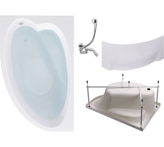 Изображение товара Ванна 4в1 Timo IVA 150х95: ванна, каркас, сифон, панель IVA1595L-KTIVA15-SPV1505-FPIVA15L