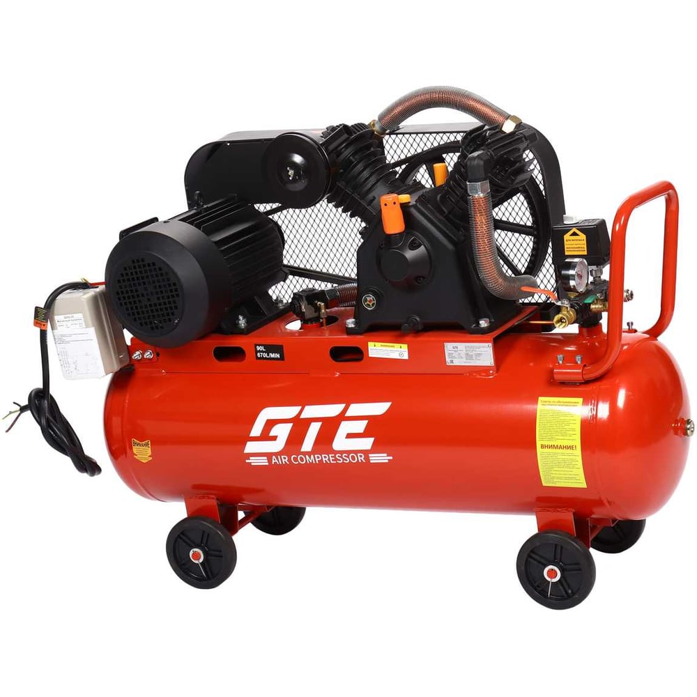 Изображение товара Компрессор поршневой GTE 380В 90л 670л/мин профессиональный ременной
