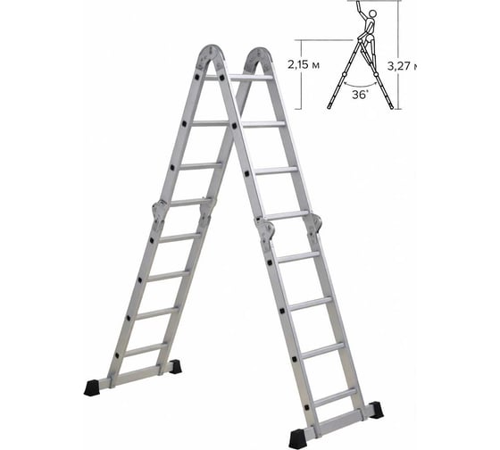 Изображение товара Лестница-стремянка BlackWeld трансформер 4×4, 4.55 м 150289