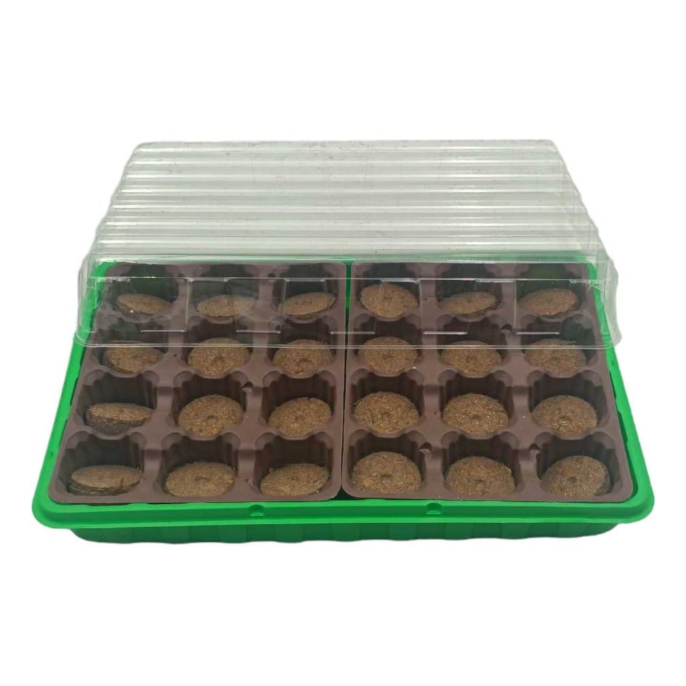 Изображение товара Мини-парник ЛЕТО для рассады 24 ячейки торфяные таблетки крышка