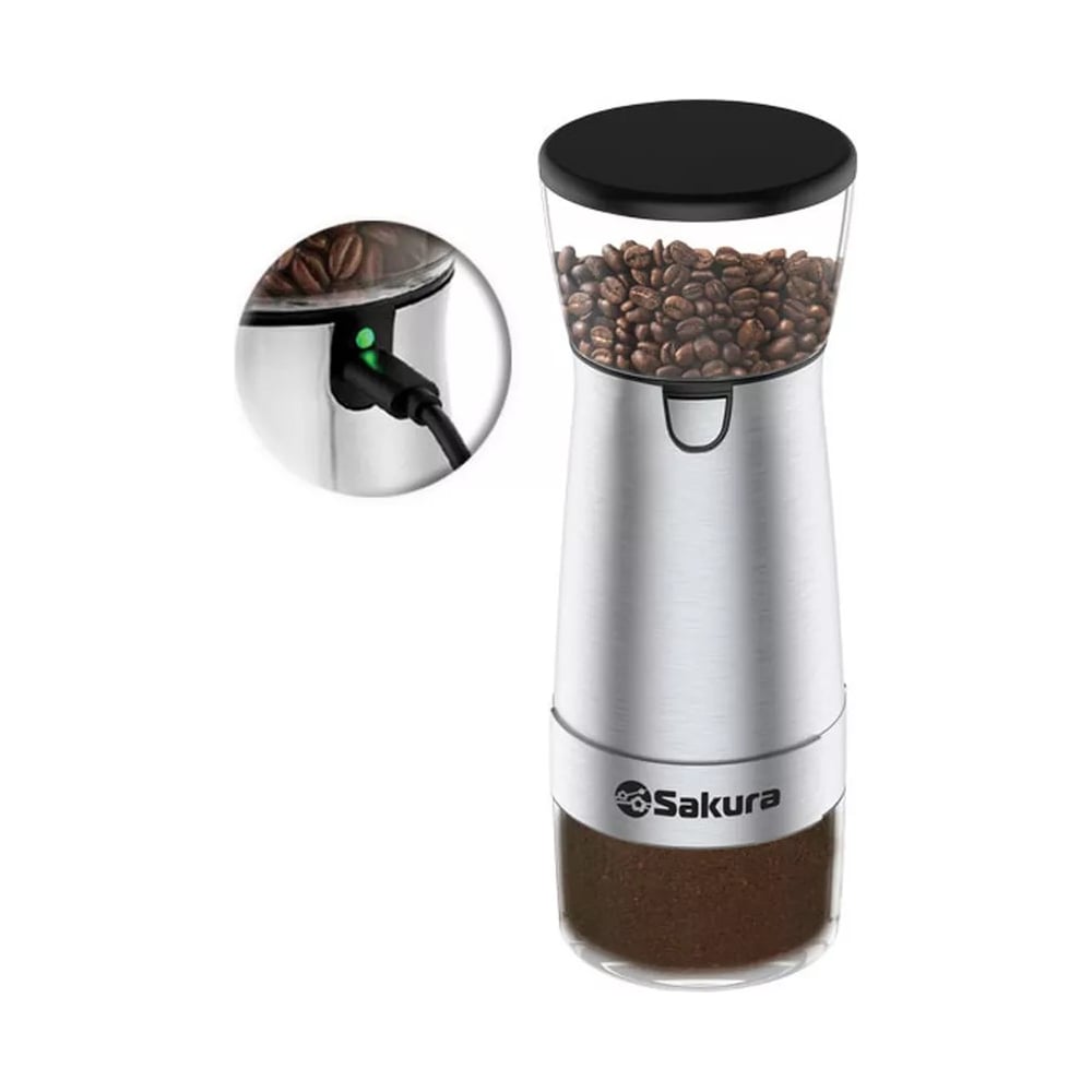 Изображение товара Кофемолка SAKURA SA-6165 с жерновами и аккумулятором USB