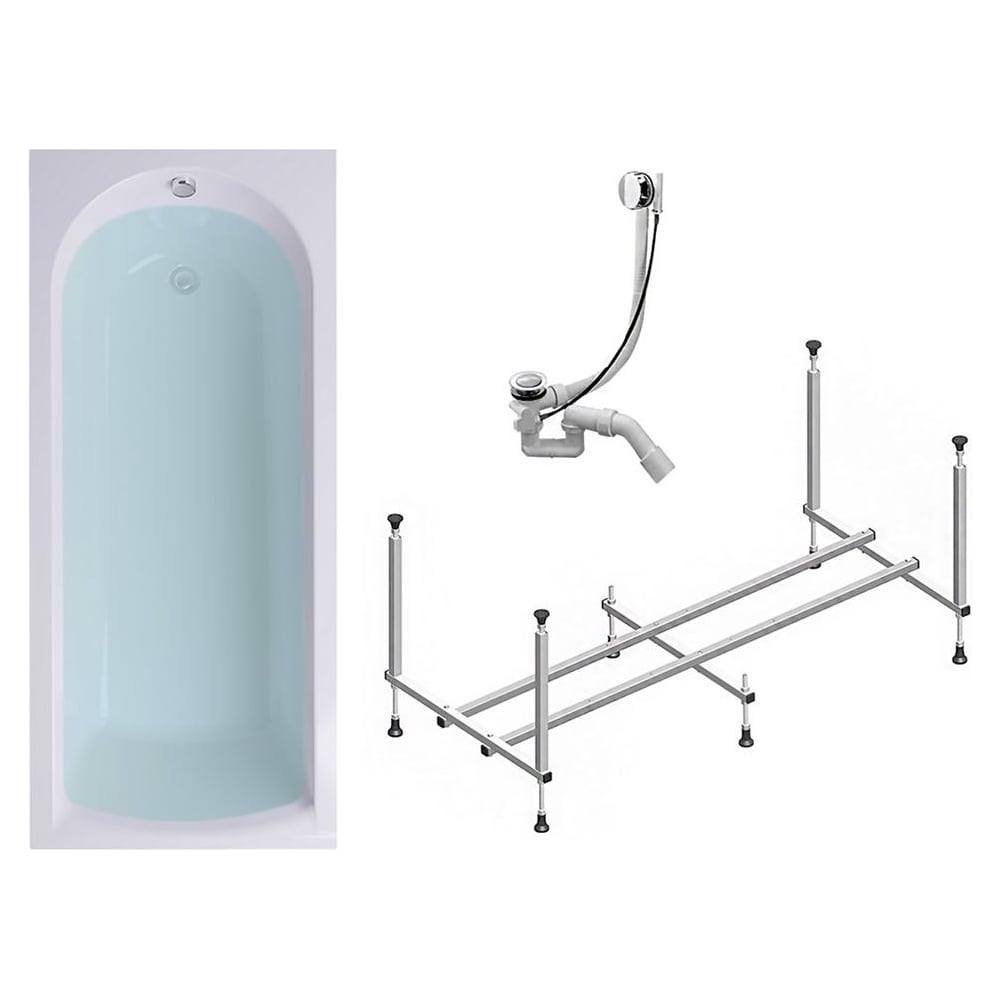 Изображение товара Комплект Акриловая ванна TIMO MIKA1570 150_70_58 +Каркас + Слив-перелив MIKA1570-KT15-SPV1505