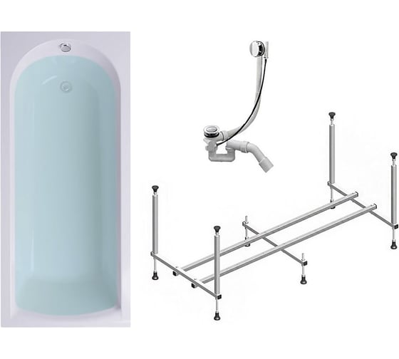 Изображение товара Комплект Акриловая ванна TIMO MIKA1770 170_70_58+Каркас + Слив-перелив MIKA1770-KT17-SPV1505