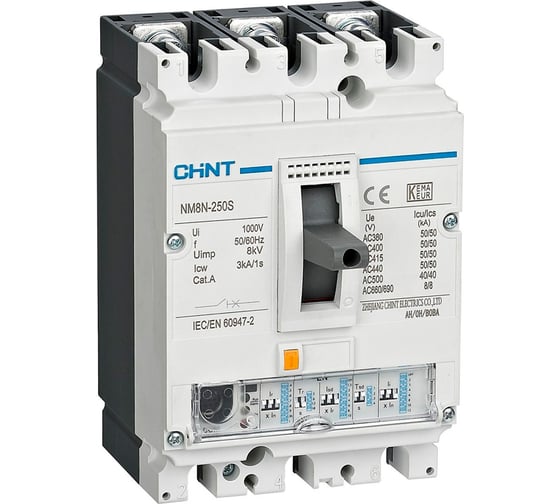 Изображение товара Автоматический выключатель CHINT NM8N-250C EN 3P 100А 36кА с электронным расцепителем (R) 271323