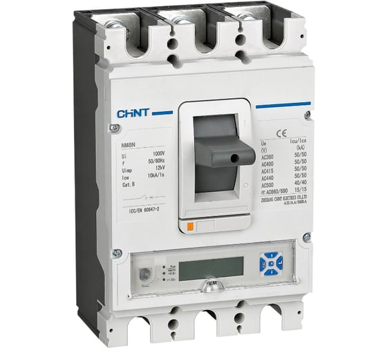 Изображение товара Автоматический выключатель CHINT NM8N-400S EM 3P 400А 50кА с электронным расцепителем, LCD (R) 269453