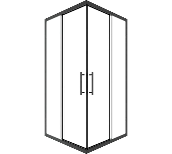 Изображение товара Душевой угол Timo TKSS-90/03C-8, раздвиж 900_900_2000, проф черный, стекло проз 8 мм T40