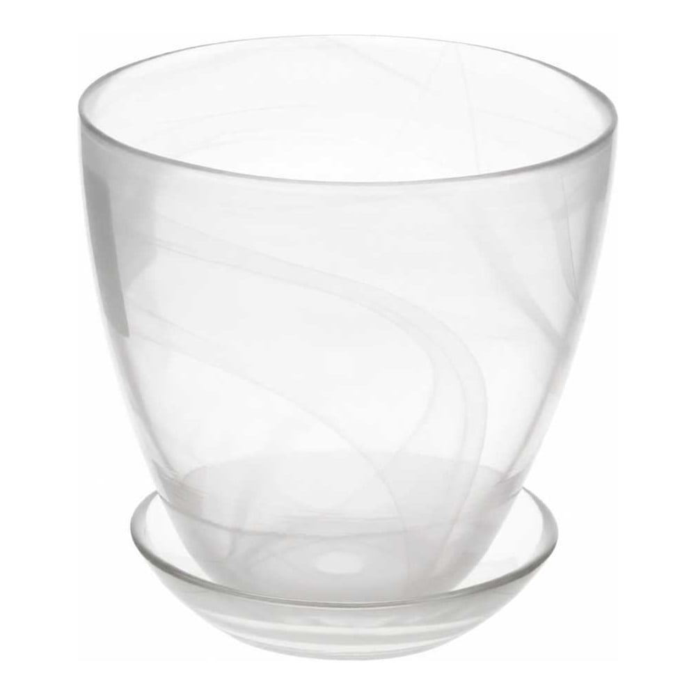 Изображение товара Горшок ЭЛЕТЕХ с поддоном №2 прозрачный круглый белый стекло 0.85л