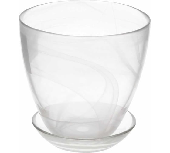 Изображение товара Горшок ЭЛЕТЕХ с поддоном №2, прозрачный, круглый, белый, матовый 4840162512