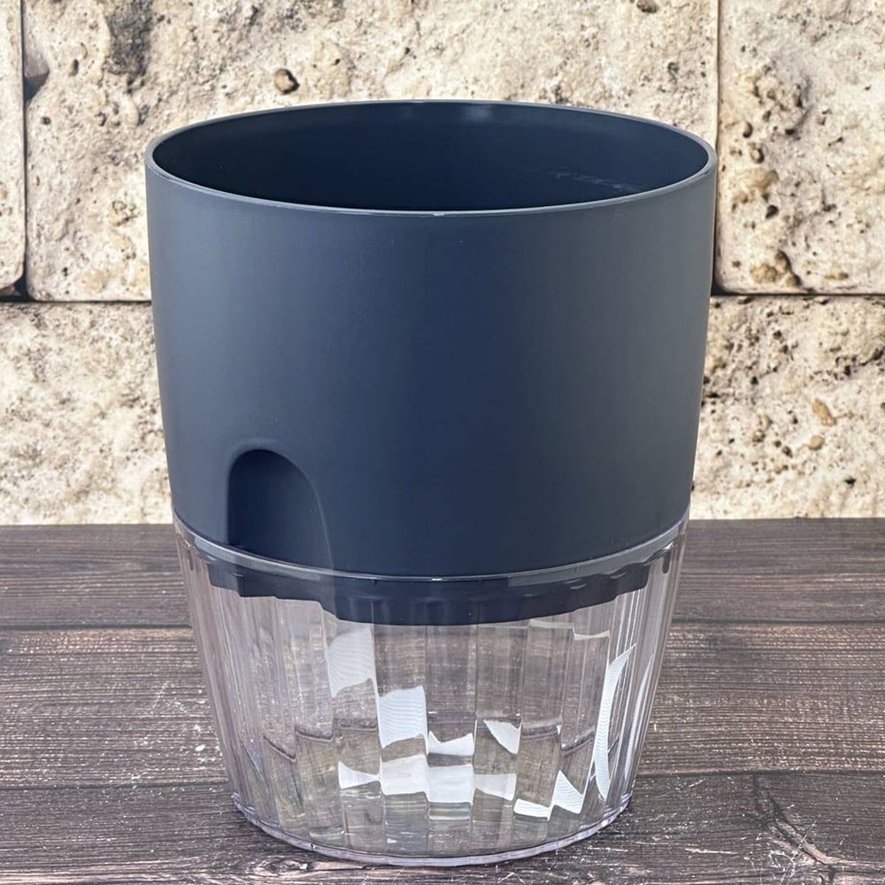 Изображение товара Горшок для цветов Аласта Аквадуэт D13 0 1.5 л антрацит с поддоном