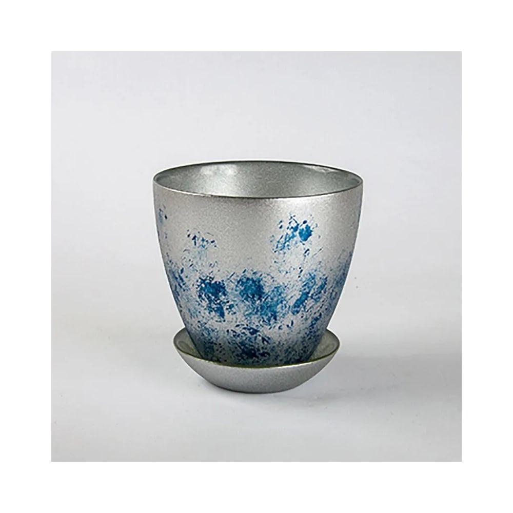 Изображение товара Горшок для растений ЭЛЕТЕХ №2 с поддоном прозрачный круглый индиго