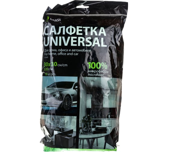 Изображение товара Салфетка микрофибра Grass 320 г/м 30х30, 10 шт. УПАК IT-0458