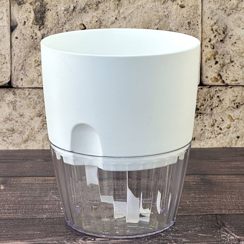 Изображение товара Горшок для цветов Аласта Аквадуэт D13.0 1,5 л с поддоном белый