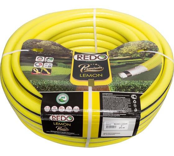 Изображение товара Поливочный армированный шланг REDO Premium Lemon пятислойный, 1", 25 м 600125