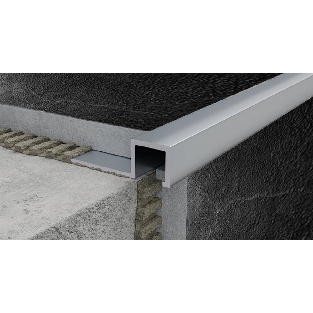 Изображение товара Профиль для плитки и керамогранита П-образный алюминиевый 10х10х2700 анодированное серебро