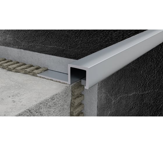 Изображение товара Профиль для плитки и керамогранита П-образный алюминиевый ООО ЭлитПроф АКНП 10 10х10х2700, анодированное серебро ПК 11-10 АСР 270