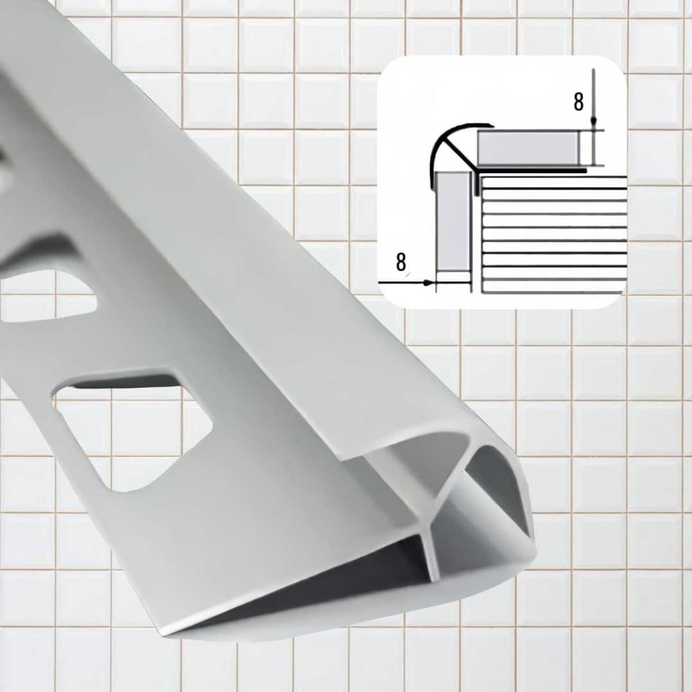 Изображение товара Наружный кафельный профиль алюминиевый 8х8 анодированное серебро 2,7 м