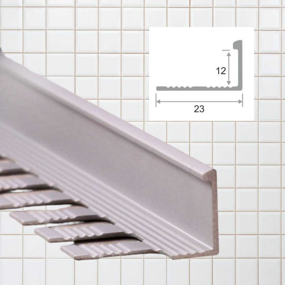 Изображение товара Алюминиевый Г-образный профиль для плитки длина 2,7м серебро