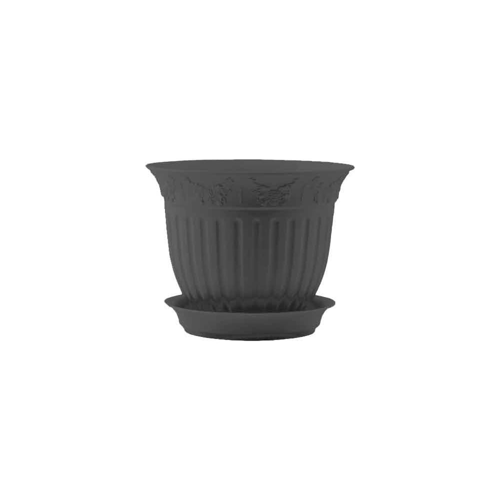 Изображение товара Горшок для растений Виноград D16 1л набор 3 шт антрацит с поддоном